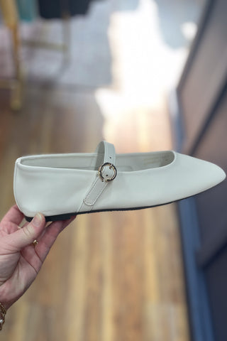 Shu Shop Annabelle Bone Ballet Flat Mary Jane with Square Toe