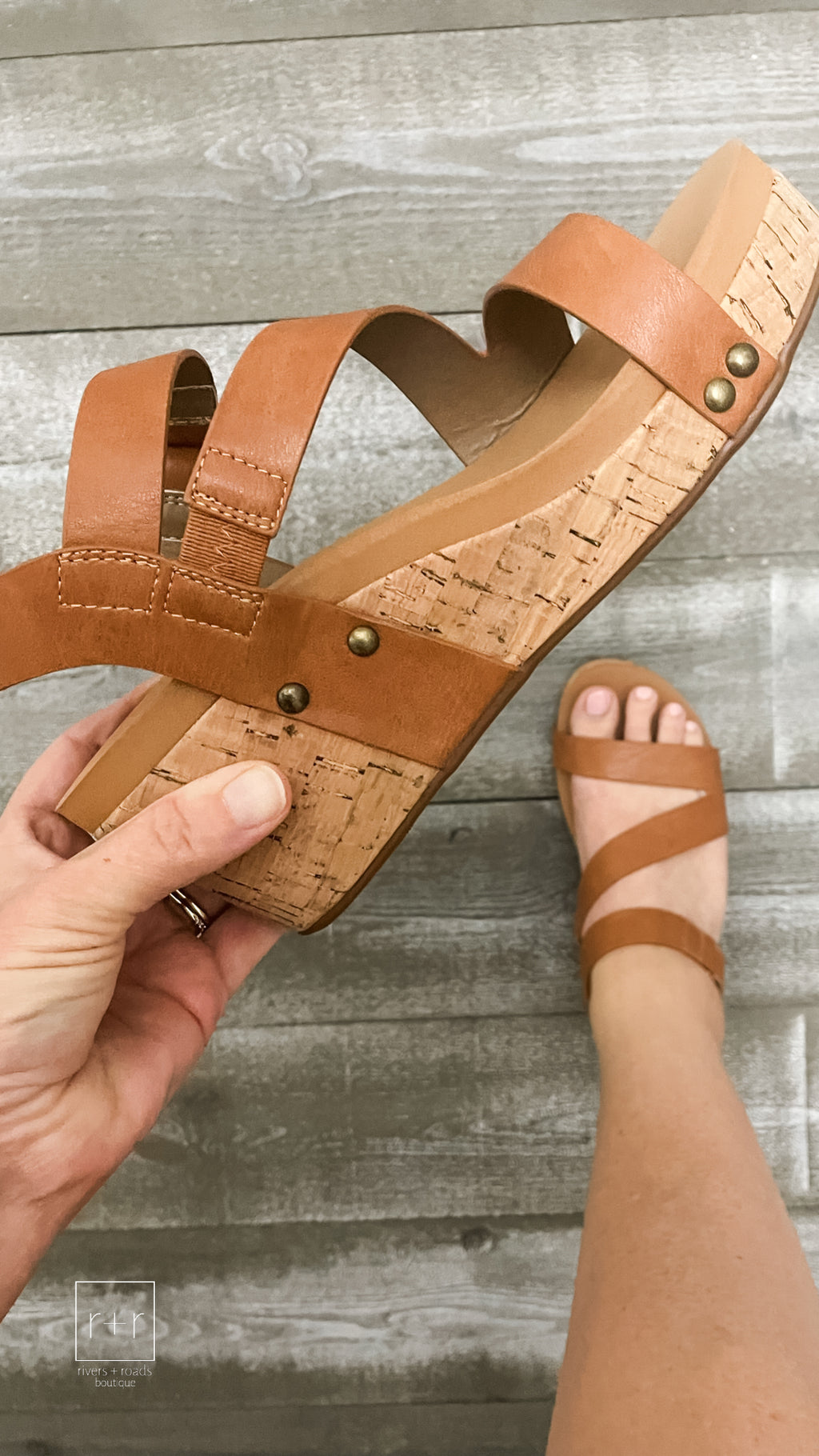boutique by corky's spring fling wedge sandal in cognac brown COGN
