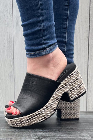 Corkys Footwear Totally Buggin Chunky Block Heel Platform Sandal in Black