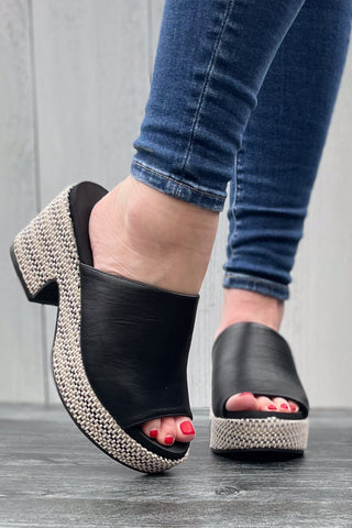 Corkys Footwear Totally Buggin Chunky Block Heel Platform Sandal in Black