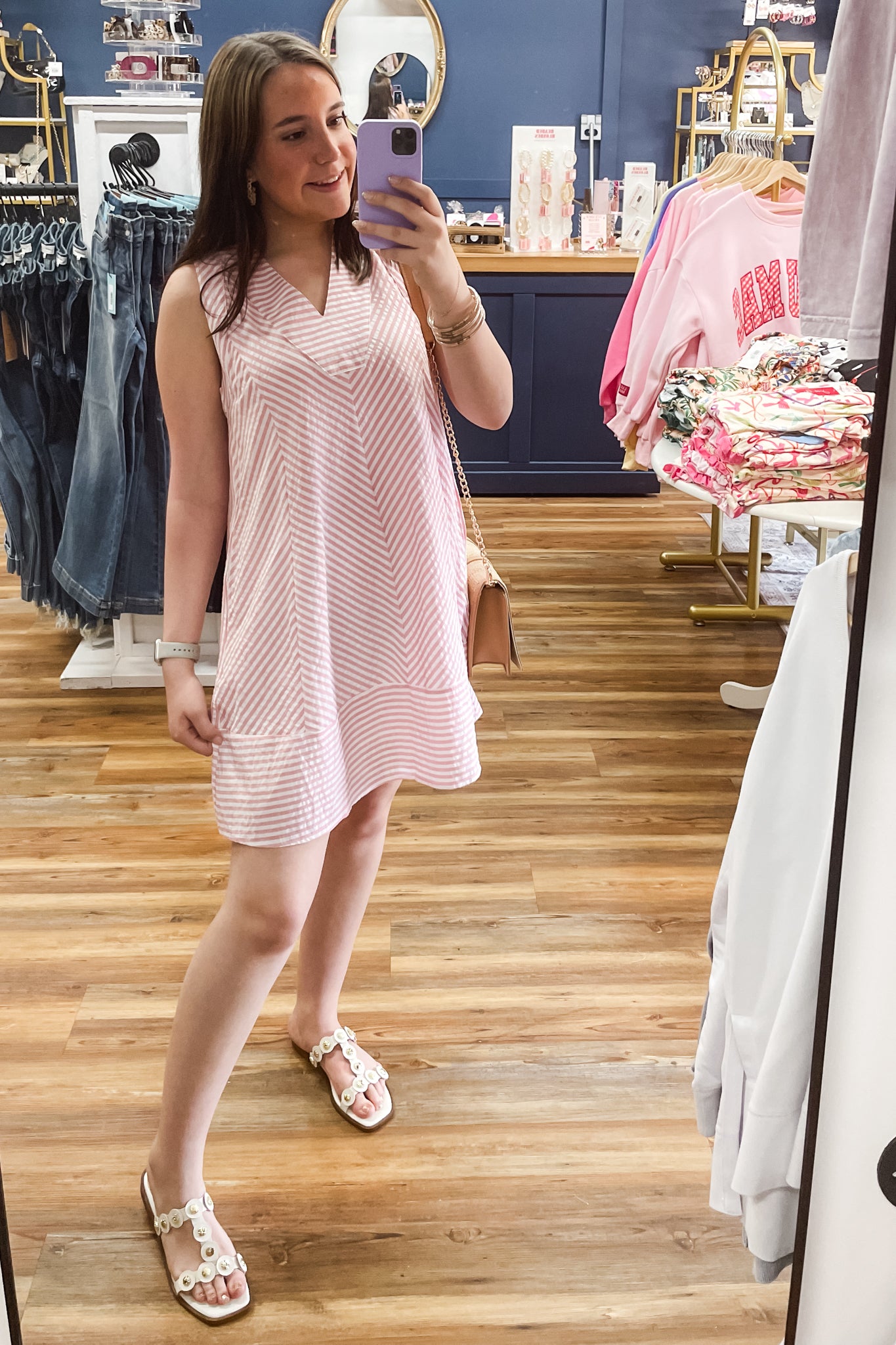Umgee Pink Striped A-Line Mini Dress Sleeveless K2051 Pink / large Umgee Pink Striped A-Line Mini Dress Sleeveless K2051 Pink / large