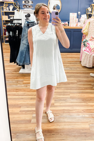 Umgee Sage Striped A-Line Mini Dress Sleeveless K2051