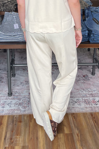MOHMe Select Luxeknit Elastic Waist Wide Leg Pants Matching Set back view Cream h1152p