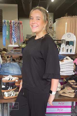 Off Duty - Luxeknit Ruffle Sleeve Top