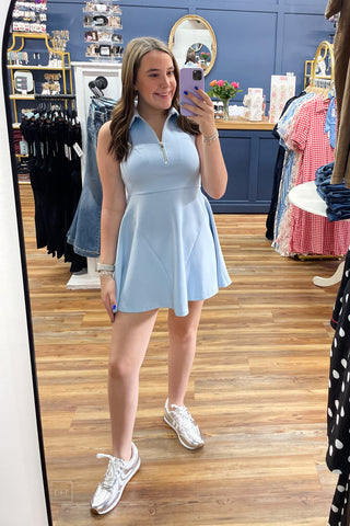 MOHMe by Umgee modal buttery soft sleeveless tennis dress peri blue h1086 mirror selfie