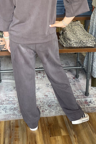 Mohme by Umgee Cupro Wide Leg Elastic Waist Charcoal H1219 back view