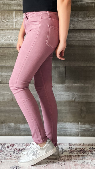 vervet denim haylie high rise ankle length skinny jeans wistful mauve V3499WMV