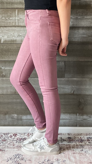 vervet denim haylie high rise ankle length skinny jeans wistful mauve V3499WMV