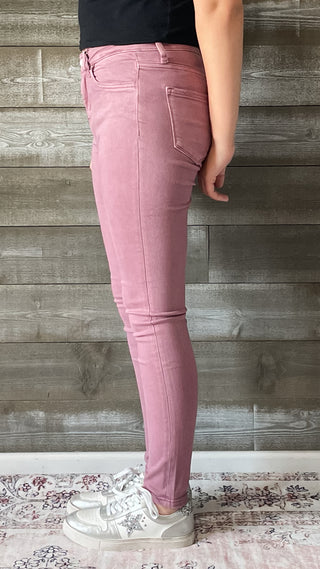 vervet denim haylie high rise ankle length skinny jeans wistful mauve V3499WMV