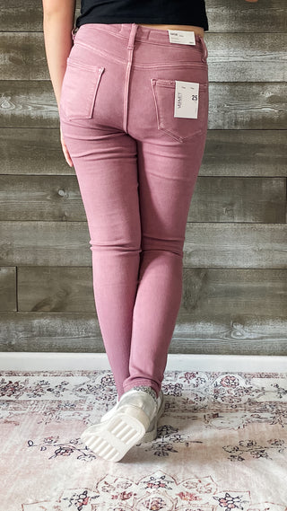 vervet denim haylie high rise ankle length skinny jeans wistful mauve V3499WMV