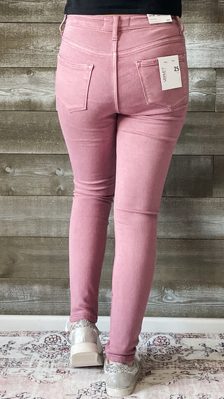 vervet denim haylie high rise ankle length skinny jeans wistful mauve V3499WMV