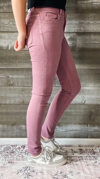 vervet denim haylie high rise ankle length skinny jeans wistful mauve V3499WMV