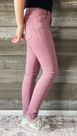 vervet denim haylie high rise ankle length skinny jeans wistful mauve V3499WMV