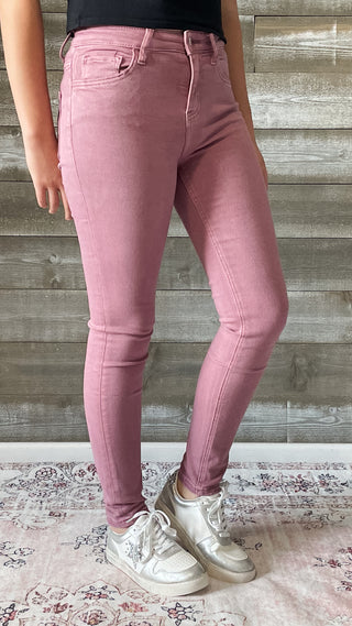 vervet denim haylie high rise ankle length skinny jeans wistful mauve V3499WMV