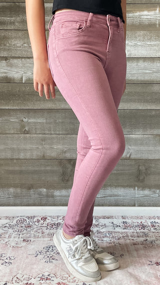 vervet denim haylie high rise ankle length skinny jeans wistful mauve V3499WMV