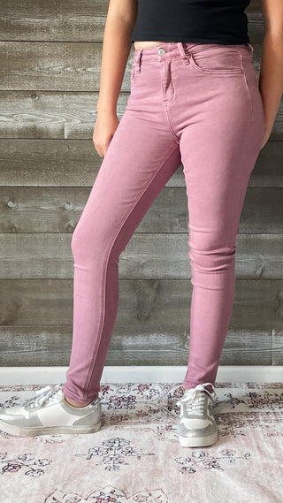 vervet denim haylie high rise ankle length skinny jeans wistful mauve V3499WMV