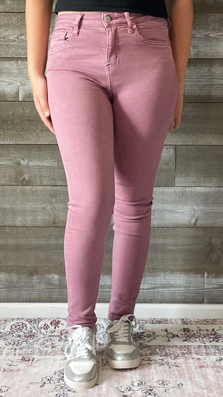 vervet denim haylie high rise ankle length skinny jeans wistful mauve V3499WMV