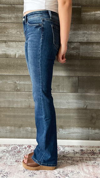 vervet denim mid rise relaxed long tall bootcut jeans revere dark wash T6136