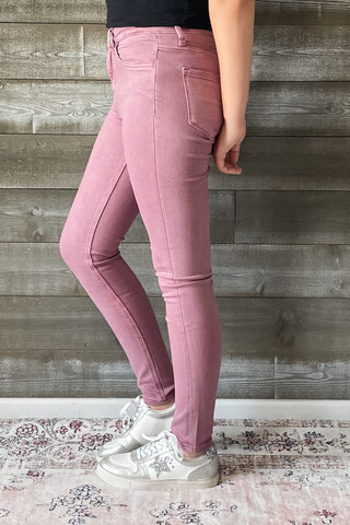 vervet denim haylie high rise ankle length skinny jeans wistful mauve V3499WMV