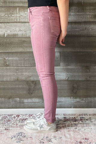 vervet denim haylie high rise ankle length skinny jeans wistful mauve V3499WMV