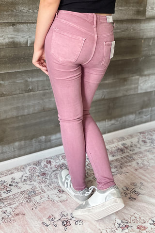 vervet denim haylie high rise ankle length skinny jeans wistful mauve V3499WMV