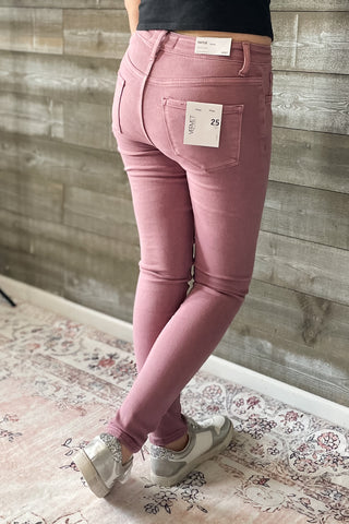 vervet denim haylie high rise ankle length skinny jeans wistful mauve V3499WMV