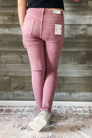 vervet denim haylie high rise ankle length skinny jeans wistful mauve V3499WMV