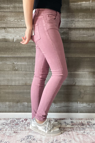 vervet denim haylie high rise ankle length skinny jeans wistful mauve V3499WMV