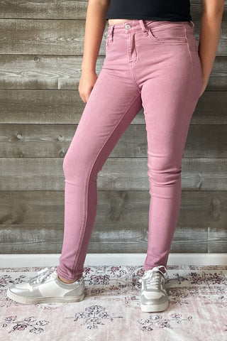 vervet denim haylie high rise ankle length skinny jeans wistful mauve V3499WMV