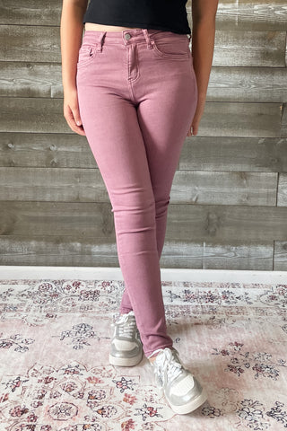 vervet denim haylie high rise ankle length skinny jeans wistful mauve V3499WMV