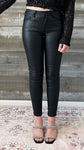 vervet denim jet black glossy faux leather PU mid rise crop skinny jeans V3442