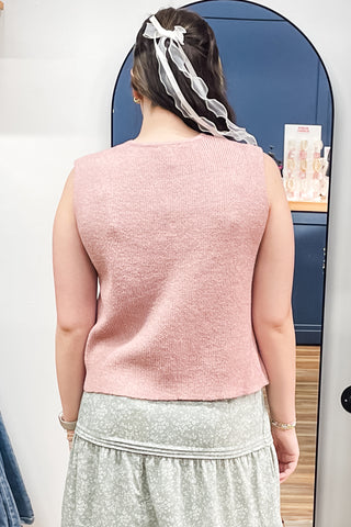 Wishlist Blush Pink Sleeveless Button Up Sweater Vest WL25-11512