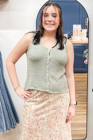 Wishlist Dusty Sage Spring Sweater Vest Tank Top WL25-12118