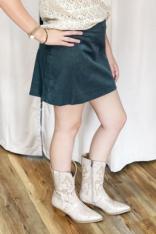 Wishlist Fall Winter Grey Corduroy A-line Mini Skirt wl25-11027