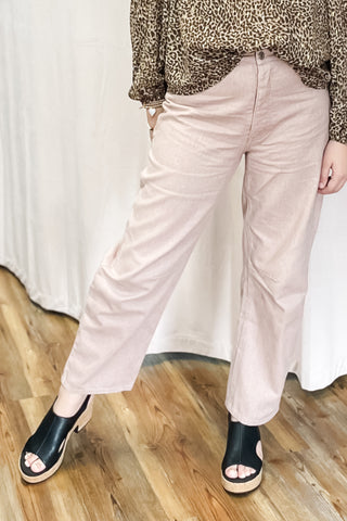 Wishlist rose denim cotton pants in a barrel leg style wl25-11202