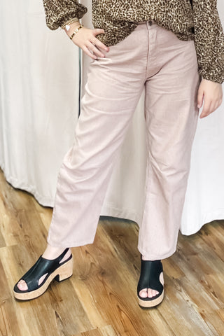 Wishlist rose denim cotton pants in a barrel leg style wl25-11202