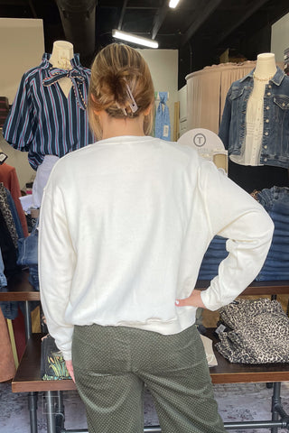Wishlist Off White Mocha Floral Graphic Howdy Sweatshirt WL26-12822 side view