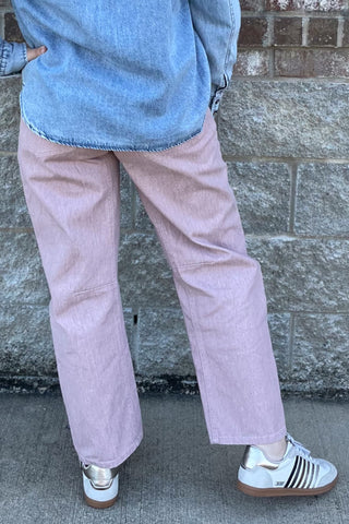 Wishlist rose denim cotton pants in a barrel leg style wl25-11202
