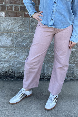 Wishlist rose denim cotton pants in a barrel leg style wl25-11202