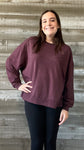 z supply essentials modern crewneck weekender sweatshirt berry wine ZT203706 BYW