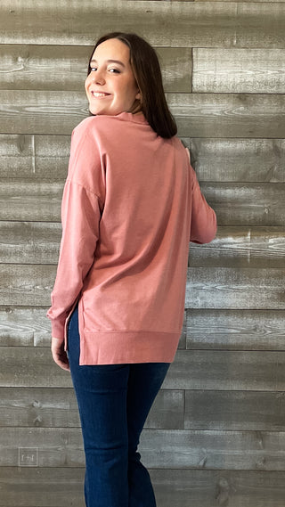 z supply v-neck modern weekender sweatshirt rosebud ZT231332 RBU