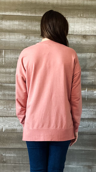 z supply v-neck modern weekender sweatshirt rosebud ZT231332 RBU