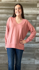 z supply v-neck modern weekender sweatshirt rosebud ZT231332 RBU