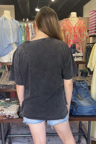 Zutter Mallards Design Faded Black Oversized Cotton Graphic Tee back view