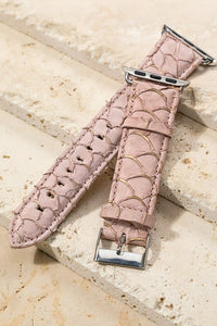 blush genuine leather apple watch band for 38mm and 40mm with silver hardware