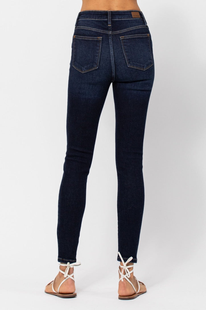judy blue high-waist skinny jeans with handsanding JB82253REG DK