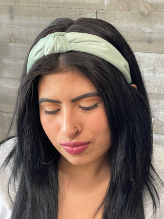  mint "velvet" knotted headband LCE-G1HTT8418