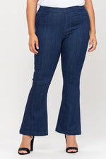 cello jeans pull on flares in plus size petite 30" inseam AB34432DKP-30