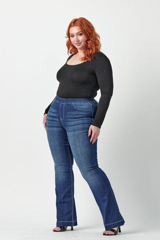 ms cello pull on flare jeans plus size AB35324DKP