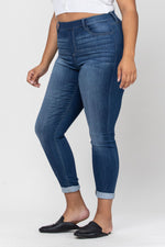 cello jeans mid rise pull on crop skinny plus size dark wash AB76535DKP